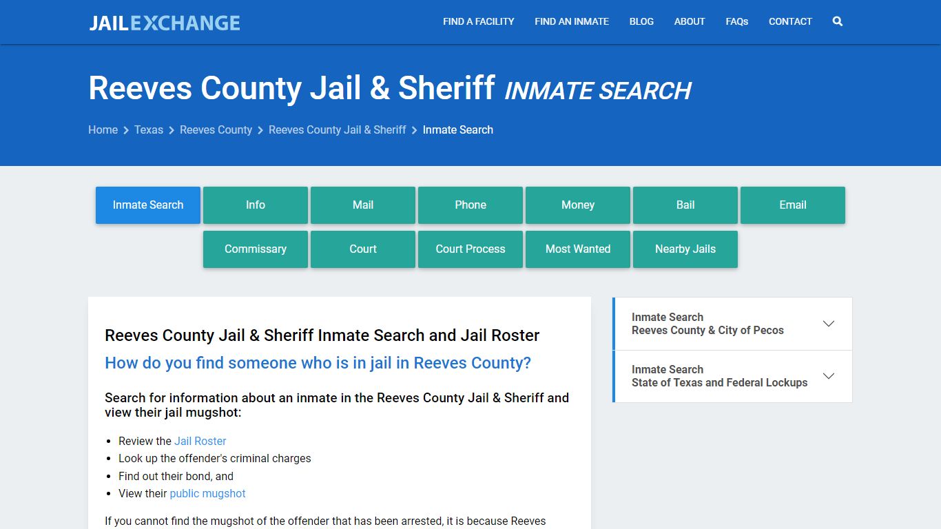 Reeves County Jail & Sheriff Inmate Search - Jail Exchange