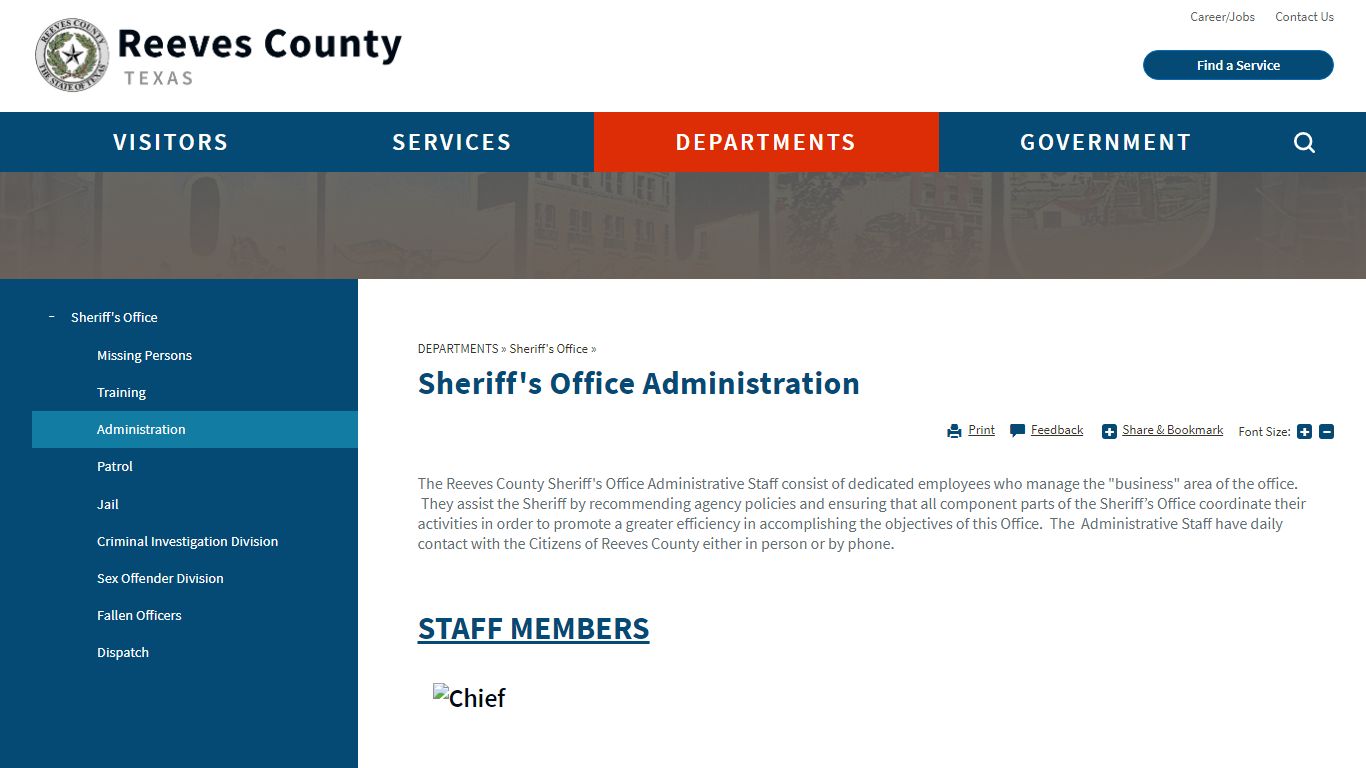 Sheriff's Office Administration | Reeves County, TX